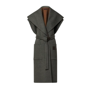 Shawl Collar Sleeveless Wrap Coat
